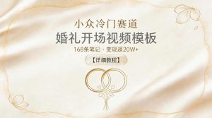 小众冷门赛道，婚礼开场视频模板，168条笔记，变现超20W+【详细教程】-聚富社