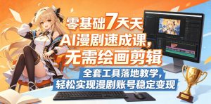 零基础7天AI漫剧速成课,无需绘画剪辑,全套工具落地教学,轻松实现漫剧账号稳定变现-聚富社