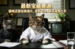 最新宝藏赛道！猫咪还原经典港片，涨粉飞快，新手简单上手-聚富社
