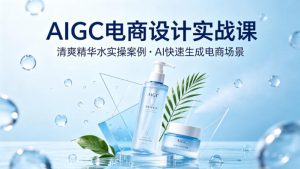 AIGC电商设计实战课，以清爽精华水为实操案例，教你用AI快速生成电商场景-聚富社