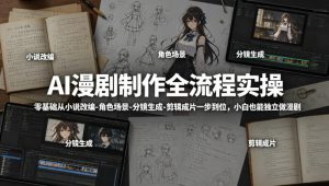 AI漫剧制作全流程实操，零基础从小说改编-角色场景-分镜生成-剪辑成片一步到位，小白也能独立做漫剧-聚富社