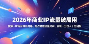 2026年商业IP流量破局用,搜索+IP组合跳出内卷,抢占精准流量红利,实现一分投入十分回报-聚富社