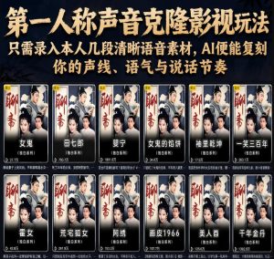 第一人称声音克隆影视玩法,只需录入本人几段清晰语音素材,AI便能复刻你的声线、语气与说话节奏-聚富社
