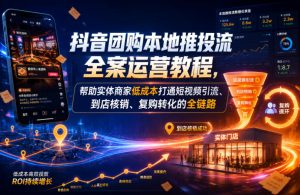 抖音团购本地推投流全案运营教程，帮助实体商家低成本打通短视频引流、到店核销、复购转化的全链路-聚富社