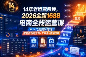 14年老运营亲授,2026全新1688电商全栈运营课,从入门到高阶落地,配套自动运营表+工具包+直播诊断等-聚富社