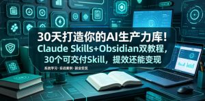 30天打造你的AI生产力库!Claude Skills+Obsidian 双教程,30 个可交付 Skill,提效还能变现-聚富社