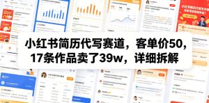 小红书简历代写赛道,客单价50,17条作品卖了39w,详细拆解-聚富社