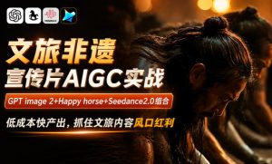 文旅非遗宣传片AIGC实战,GPT image 2+Happy horse+Seedance2.0组合,低成本快产出,抓住文旅内容风口红利-聚富社