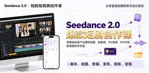 Seedance 2.0短剧短视频创作课,零基础快速产出爆款短剧、短视频、MV内容,落地做账号实现变现-聚富社