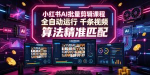小红书AI批量剪辑课程，24小时全自动运行，解放双手专注运营，千条视频批量处理，小红书算法精准匹配-聚富社