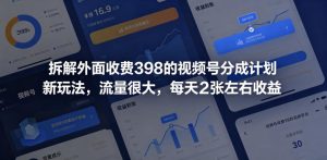拆解外面收费398的视频号分成计划新玩法，流量很大，每天2张左右收益-聚富社