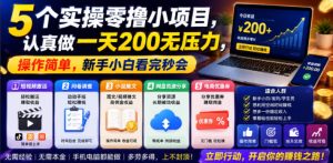 5个实操零撸小项目,认真做一天200无压力,操作简单,新手小白看完秒会【揭秘】-聚富社