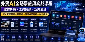 外贸AI全场景应用实战课程｜逻辑拆解+工具实操+业务落地，图片文案视频+智能体+自建业务系统一站式教学-聚富社