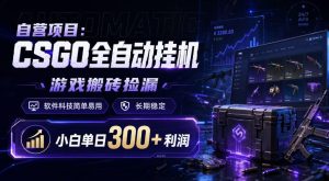 自营项目：CSGO全自动挂G，游戏搬砖捡漏，软件科技简单易用，长期稳定，小白单日300+利润【揭秘】-聚富社