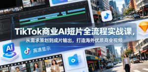 TikTok商业AI短片全流程实战课，从需求策划到成片输出，打造海外优质商业视频-聚富社