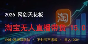 2026网创天花板,淘宝无人直播带货15.0,公域+私域双玩法,日入1k+,不违规不封号【揭秘】-聚富社
