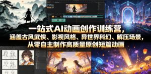 一站式AI动画创作训练营,涵盖古风武侠、影视风格、异世界科幻、解压场景,从零自主制作高质量原创短篇动画-聚富社