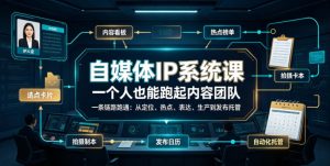 自媒体IP系统课,一个人也能跑起内容团队,一条链路跑通,从定位、热点、表达、生产到发布托管-聚富社