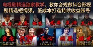 电视剧精选独家教学,教你合规做抖音影视剧精选短视频,低成本打造持续收益账号-聚富社