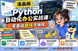 漫画版Python自动化办公实战课|零基础趣味学编程,全场景办公提效、批量搞定报表文档、解放双手进阶职场-聚富社