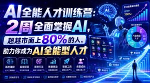 AI全能人才训练营：2周全面掌握AI，超越市面上80%的人，助力你成为AI全能型人才-聚富社