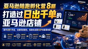 亚马逊陪跑孵化营8期,打造过日出千单的亚马逊店铺,新手0到1开店、注册风控避坑、标准化运营SOP全套落地课-聚富社