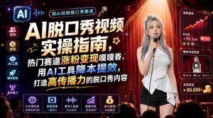 AI脱口秀视频实操指南，热门赛道涨粉变现嘎嘎香，用AI工具降本提效，打造高传播力的脱口秀内容-聚富社
