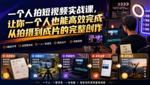 一个人拍短视频实战课，让你一个人也能高效完成从拍摄到成片的完整创作-聚富社