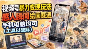 视频号暴力变现玩法,感人瞬间绘画赛道,手机电脑均可-聚富社