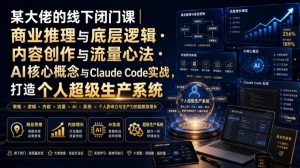 某大佬的线下闭门课|商业推理与底层逻辑・内容创作与流量心法・AI核心概念与Claude Code实战,打造个人超级生产系统【录音+图片】-聚富社