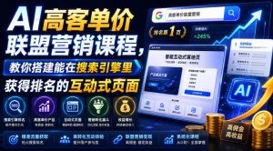 AI高客单价联盟营销课程，教你搭建能在搜索引擎里获得排名的互动式页面，引来流量，把访客转化为高佣金的成交【原创双语字幕】-聚富社