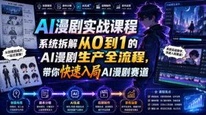 AI漫剧实战课程,系统拆解从0到1的AI漫剧生产全流程,带你快速入局AI漫剧赛道-聚富社
