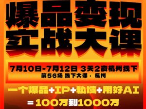 爆品变现实战大课,从爆品,到流量,到成交,一个爆品+IP+私域+用好AI=100W到1000W(7月10-12日)-聚富社