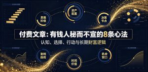 付费文章:有钱人秘而不宣的8条心法-聚富社