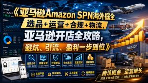 亚马逊Amazon SPN海外掘全,选品+运营+合规+物流,亚马逊开店全攻略,避坑、引流、盈利一步到位-聚富社