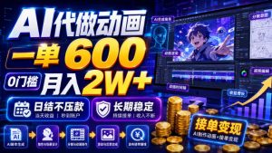 AI代做动画,一单600,0门槛月入2W+,日结不压款,长期稳定【揭秘】-聚富社
