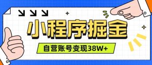 微信小程序掘金,团队自营小程序累计变现38W+,稳定运营三年,一部手机即可操作【揭秘】-聚富社