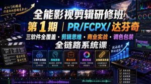 全能影视剪辑研修班第1期|PR/FCPX/达芬奇三软件全覆盖・剪辑思维・商业实战・调色包装全链路系统课-聚富社