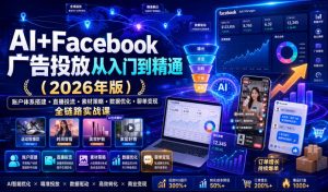 AI+Facebook广告投放从入门到精通(2026年版)|账户体系搭建・直播投流・素材策略・数据优化・聊单变现全链路实战课-聚富社