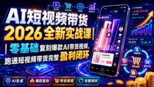 AI短视频带货2026全新实战课|零基础复刻爆款AI带货视频,跑通短视频带货完整盈利闭环-聚富社
