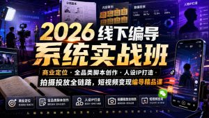 2026线下编导系统实战班|商业定位・全品类脚本创作・人设IP打造・拍摄投放全链路,短视频变现编导精品课-聚富社