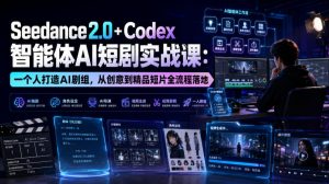 Seedance2.0+Codex智能体AI短剧实战课:一个人打造AI剧组,从创意到精品短片全流程-聚富社