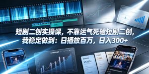 短剧二创实操课,不靠运气死磕短剧二创,我稳定做到:日播放百万,日入300+-聚富社