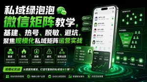 私域绿泡泡微信矩阵教学,基建、热号、脱敏、避坑,聚焦规模化私域矩阵运营实战-聚富社