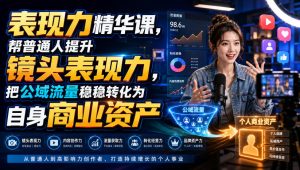 表现力精华课,帮普通人提升镜头表现力,把公域流量稳稳转化为自身商业资产-聚富社