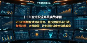 千川全域投流系统实战课程|2026新版全域算法落地、叠投抢量核心打法、新号起号、老号稳量、计划异常排查全链路教学-聚富社