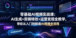 零基础AI视频实战课:AI生成+剪辑特效+运营变现全教学,带你从入门到精通AI视频全流程-聚富社