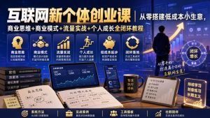 互联网新个体创业课|从零搭建低成本小生意,商业思维+商业模式+流量实战+个人成长全闭环教程-聚富社