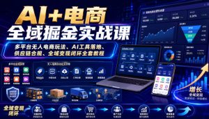 AI+电商全域掘金实战课｜多平台无人电商玩法、AI工具落地、供应链合规、全域变现闭环全套教程-聚富社