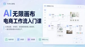 AI无限画布电商工作流入门课，从电商图片、详情页、带货视频到TK亚马逊产品上架模板实战,一套课程搞定-聚富社